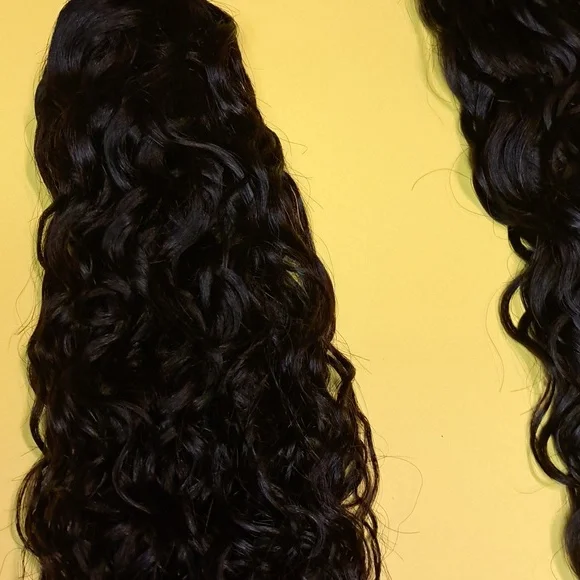 Brazilian--human water wave hair extensions. Three bundles with this price.